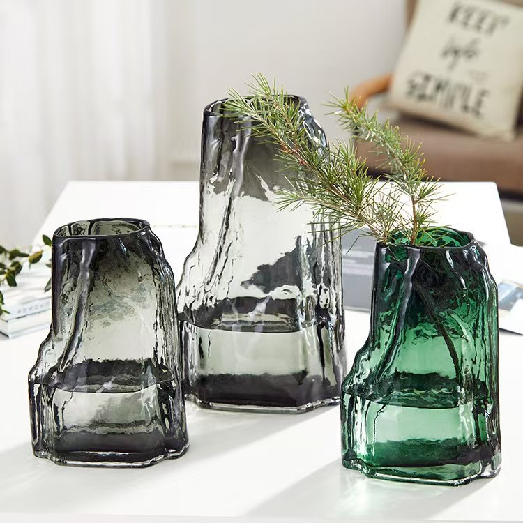 Hiina stiilis kunstlik kiviktaimla klaasist vitraažvaas